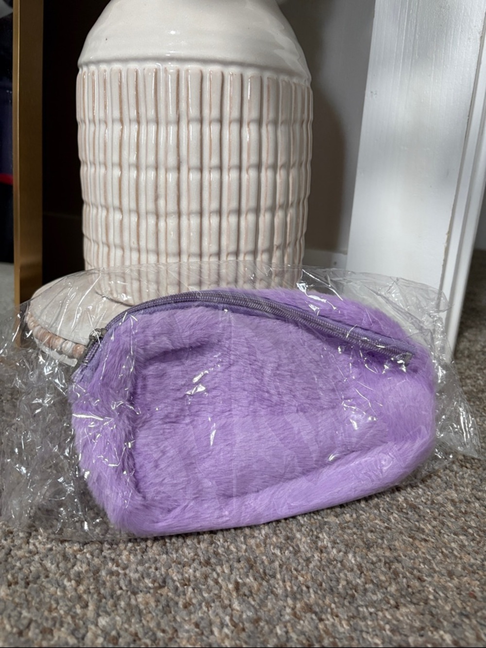 Plush Lilac Zip Cosmetic Pouch